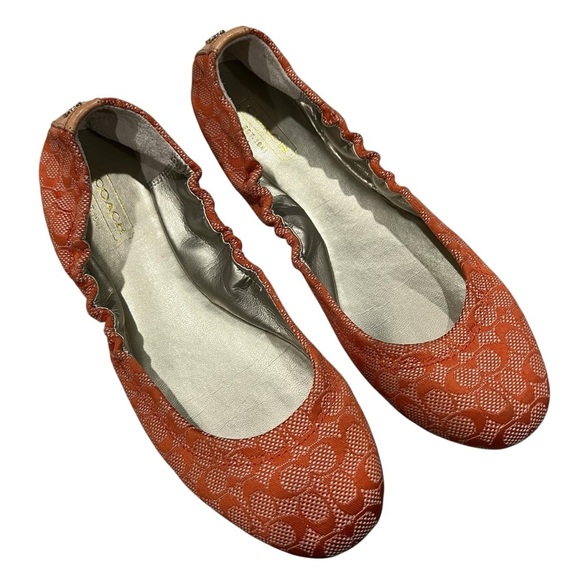 Coach Shoes - Coach Women’s 6.5 Orange Logo Ballet Flats Slip On Shoes S5